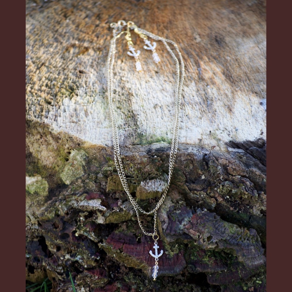 ANCHORING QUARTZ Earring & Necklace Set